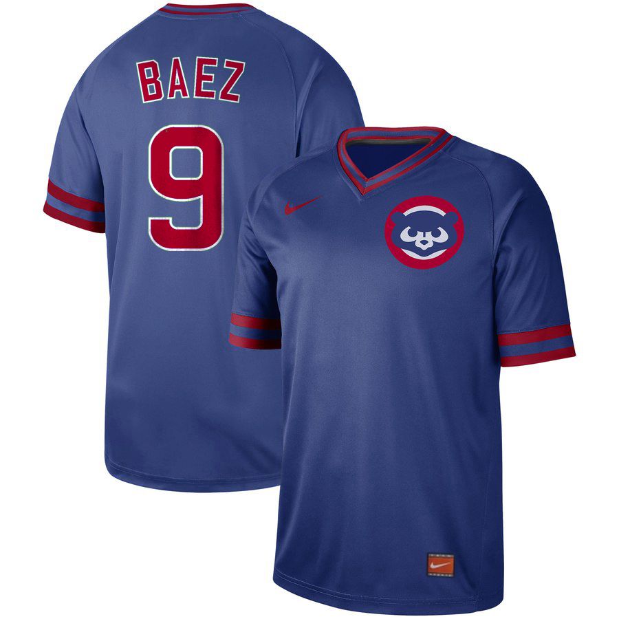 Men Chicago Cubs #9 Baez Blue Nike Cooperstown Collection Legend V-Neck MLB Jersey->los angeles dodgers->MLB Jersey